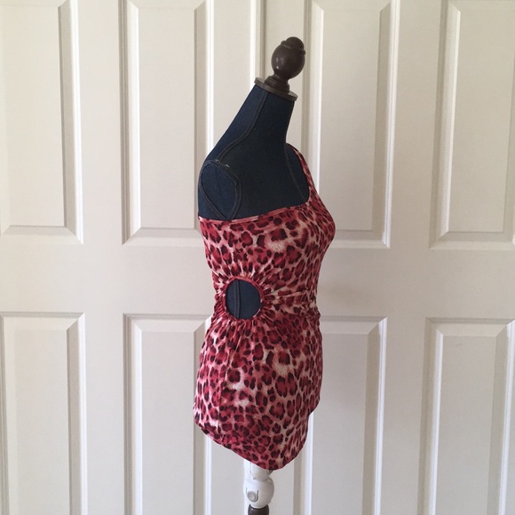 SOLD on eBay!  Charlotte Russe red cheeta print one shoulder top - Picture 4 of 8